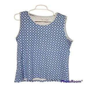 Rebecca Malone blouse womens size large Floral Sleeveless Cotton Blouse